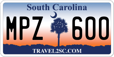 SC license plate MPZ600