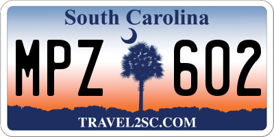 SC license plate MPZ602