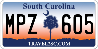 SC license plate MPZ605