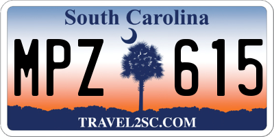 SC license plate MPZ615