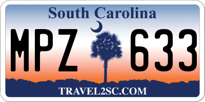 SC license plate MPZ633