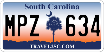 SC license plate MPZ634