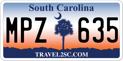 SC license plate MPZ635