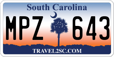 SC license plate MPZ643