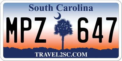 SC license plate MPZ647