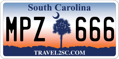 SC license plate MPZ666