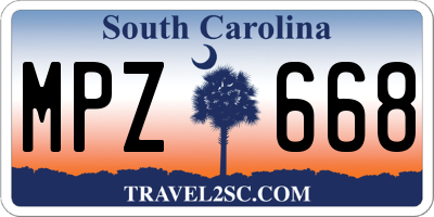 SC license plate MPZ668