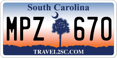SC license plate MPZ670