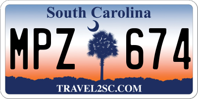 SC license plate MPZ674