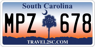 SC license plate MPZ678