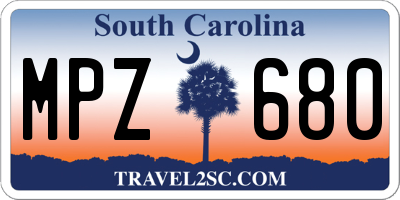 SC license plate MPZ680