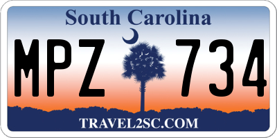 SC license plate MPZ734