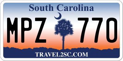 SC license plate MPZ770
