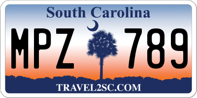 SC license plate MPZ789