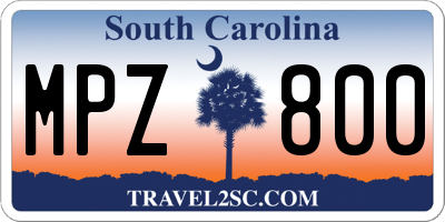 SC license plate MPZ800