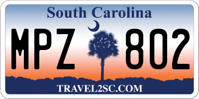SC license plate MPZ802