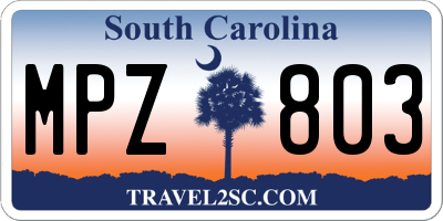 SC license plate MPZ803