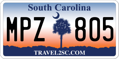 SC license plate MPZ805