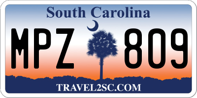 SC license plate MPZ809