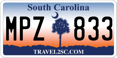 SC license plate MPZ833