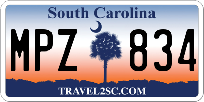 SC license plate MPZ834