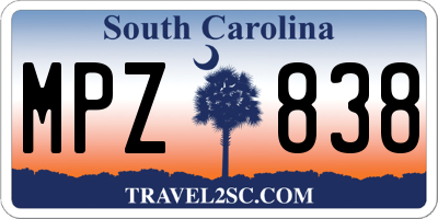 SC license plate MPZ838