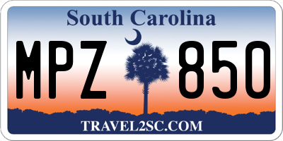 SC license plate MPZ850