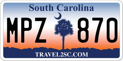 SC license plate MPZ870