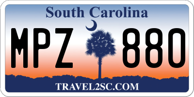 SC license plate MPZ880