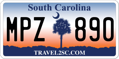 SC license plate MPZ890