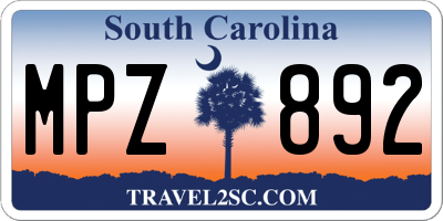 SC license plate MPZ892