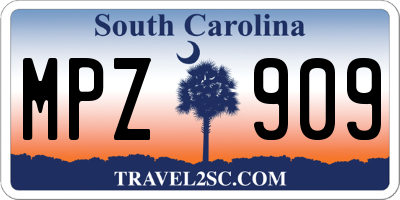 SC license plate MPZ909