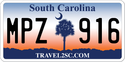 SC license plate MPZ916