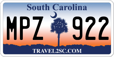 SC license plate MPZ922