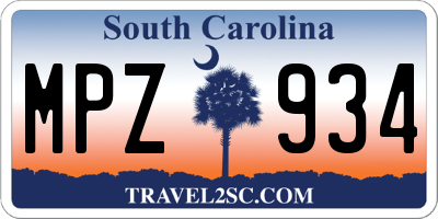 SC license plate MPZ934