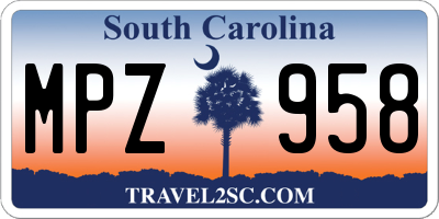 SC license plate MPZ958