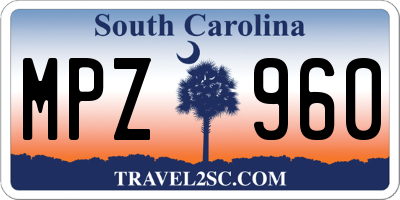 SC license plate MPZ960