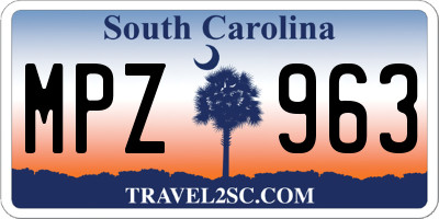 SC license plate MPZ963