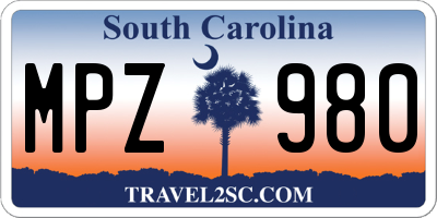 SC license plate MPZ980