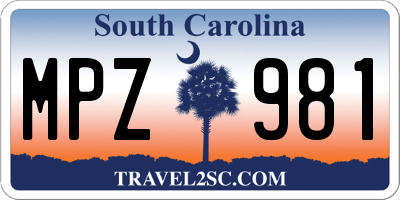 SC license plate MPZ981