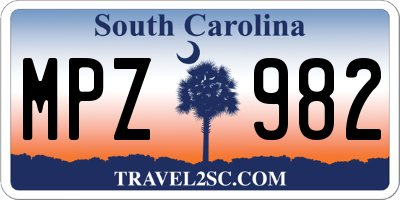 SC license plate MPZ982
