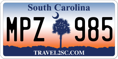 SC license plate MPZ985