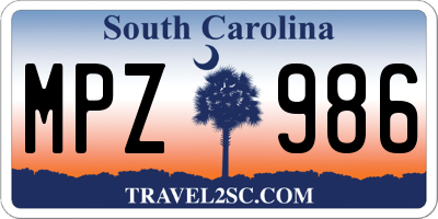 SC license plate MPZ986