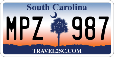 SC license plate MPZ987