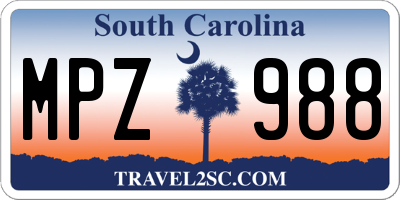 SC license plate MPZ988