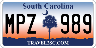 SC license plate MPZ989