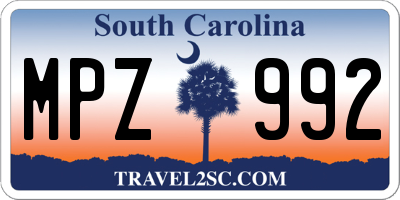 SC license plate MPZ992