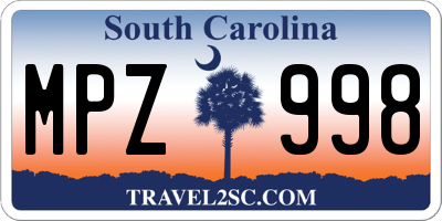 SC license plate MPZ998