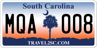 SC license plate MQA008