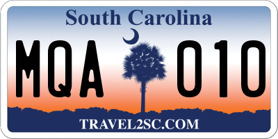 SC license plate MQA010